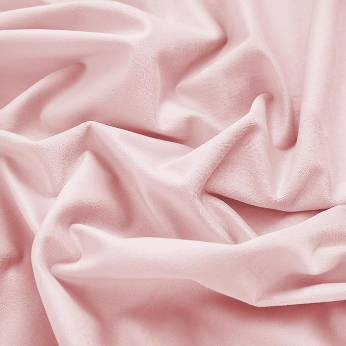 RYB HOME Baby Pink Velvet Curtains 90 inches, Back Tab Soft Fabric Room Darkening Thermal Insulated Luxurious Home Decor Curtains for Living Room Bedroom, W 52" x L 90", 2 Panels Set