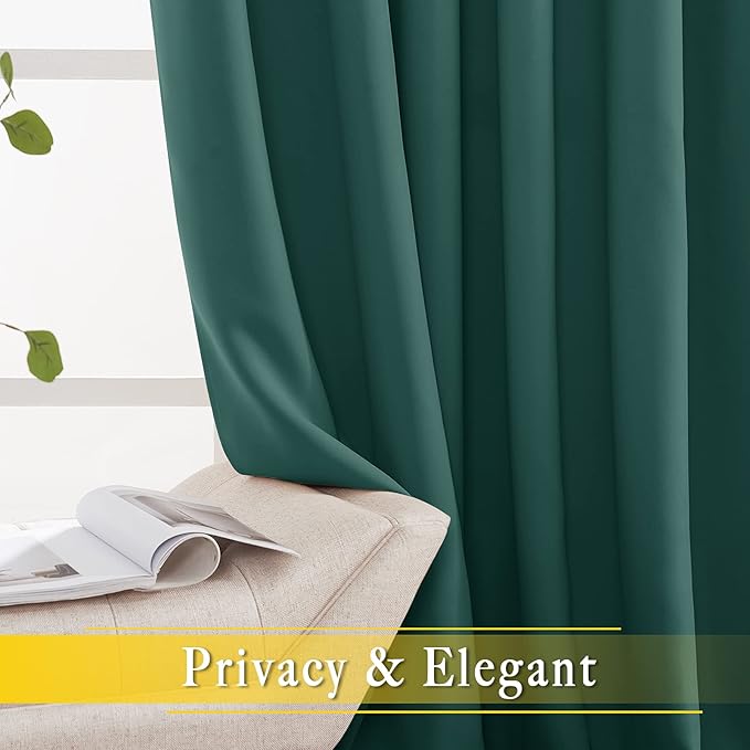 NICETOWN Bedroom Window Blackout Curtain Panel - Home Decoration Thermal Insulated Blackout Drape/Drapery for Loft, Guestroom (Hunter Green, 1 Panel, 80 x 84 inch)