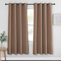 NICETOWN Kitchen Blackout Curtain and Drape - Triple Weave Energy Saving Thermal Insulated Solid Grommet Blackout Panel for Patio (Single Panel, 52 inches by 72 inches, Cappuccino)