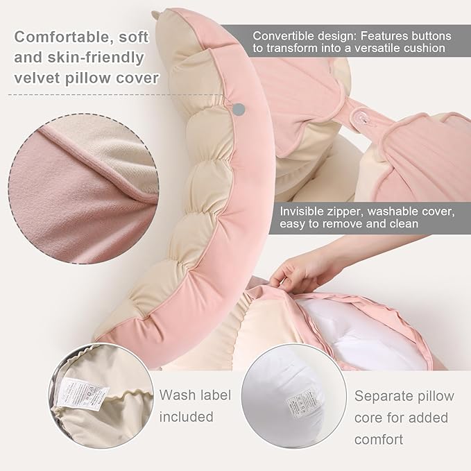 Peallow(Pat. Pend) – Long Round Body Pillow for Adults, Bolster Pillow for Sleeping, Soft and Supportive Pillow for Sleeping & Lumbar Support(Blush Pink,39")