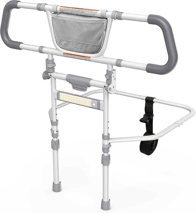 Packve Foldable Bed Rails for Elderly Adults Safety - Bed Side Assist Rail for Seniors with Extendable Guard Rails & Storage Bag, Adjustable Height Bedrails for Queen King Full Size Bed