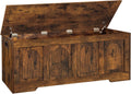 DINZI LVJ Storage Chest, 50” Extra Large Storage Bench with 2 Safety Hinges, Wooden Toy Box with Flip-Top, Large Trunk for Living Room, Playroom, Easy Assembly, Rustic Brown