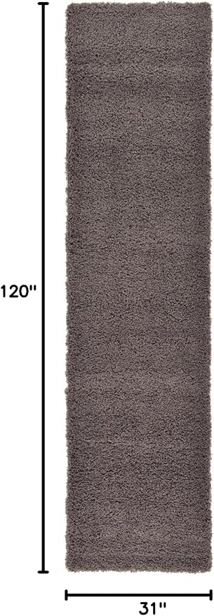 Unique Loom Solid Shag Collection Area Rug (2' 7" x 10' Runner, Graphite Gray)