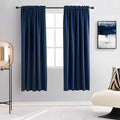 DONREN Navy Blue Blackout Curtain Panels for Short Window - 2 Pack Thermal Insulated Room Darkening Rod Pocket Curtains for Bedroom (52 by 63 Inch,2 Panels)
