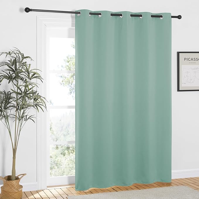 NICETOWN Aqua Blue Blackout Curtains 84 inch Length, Grommet Top Room Darkening Drapes for Bedroom Living Room, Light Blocking Window Covering for Privacy (W66 x L84 Inch, 1 Panel)