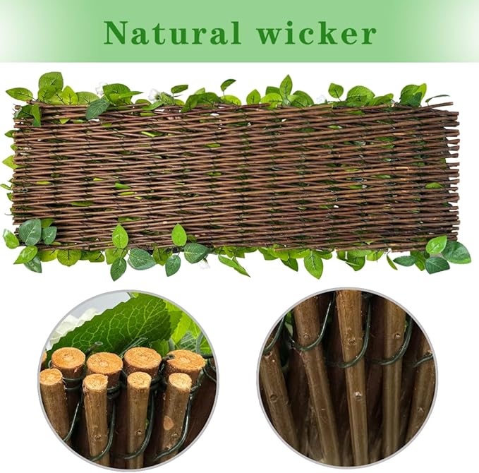 BYBAG Expandable Faux Ivy Fence Privacy Screen for Patio Outdoor Balcony Bedroom Decor,Artificial Leaf Wall Decoration Fencing Panel(Single Sided Leaves) (2, whiteflower)