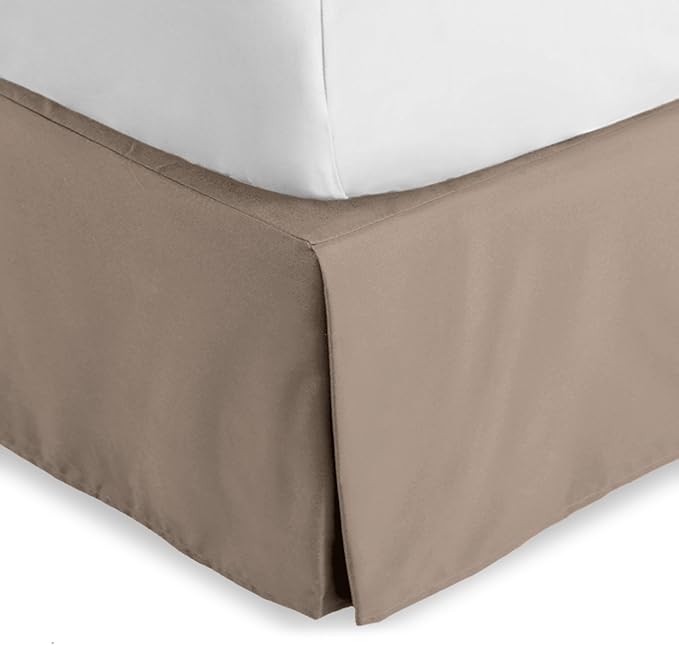 Bare Home King Bed Skirt - 15-Inch Tailored Drop Easy Fit - Bed Skirt for Beds - Center & Corner Pleats (King, Taupe)