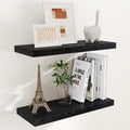 Fun Memories Floating Shelves for Wall, 24 x 9.3 Floating Shelf Wall-Mounted, Rustic Wood Bathroom Shelf Set of 2, Deep Bookshelf Storge Shelves for Living Room, Bedroom, Farmhouse, Black Color