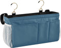 KOPIRIT Caribbean Blue Bedside Caddy Storage Bag Bedside Organizer for Bunk Bed Headboards College Bedside Shelf Hanging Organizer 6 Pockets with Hooks for Book Glasses Phone Holder