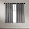 Amazon Basics Faux Linen Blackout Curtains for Bedroom and Living Room, 2-Piece Set with Grommets, 52" W x 63" L, Grey