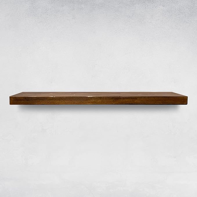 URBANDI, Rustic Floating Shelves, Set of 2, Hidden Bracket, Solid Wood, Heavy Duty, Wall Mounted Shelves, (Provincial, 48Wx10D)