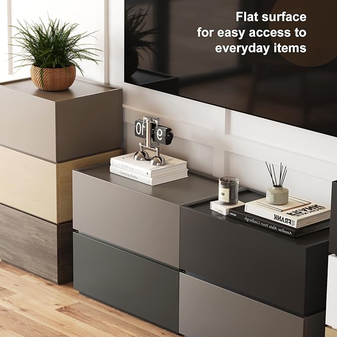 Stackable Storage Drawers, Modular Modern Nightstands with Wooden Drawers, Small Storage Cabinet, Wooden Drawer Storage Organize, Available in 2 Sizes for Versatile Use Walnut Large