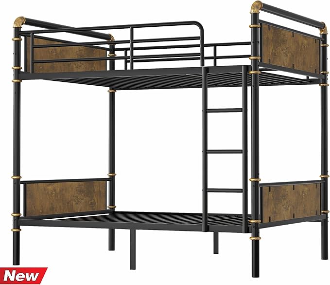 Upgraded & Stronger Heavy Duty Metal Twin XL Over Twin XL Bunk Bed for Adults & Teens, Thickened More Stable Safer Bunkbeds (Greater Weight Capacity)