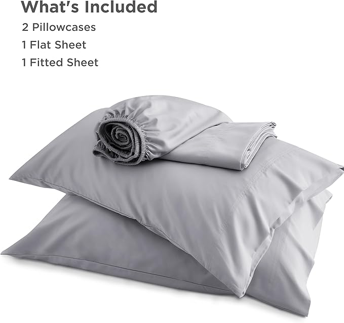 Bedsure King Size Sheet Set, Cooling Sheets, Rayon Derived from Bamboo, Deep Pocket Up to 16", Breathable & Soft, Bed Sheets, Hotel Luxury Silky Bedding for Hot Sleepers, Silver Grey