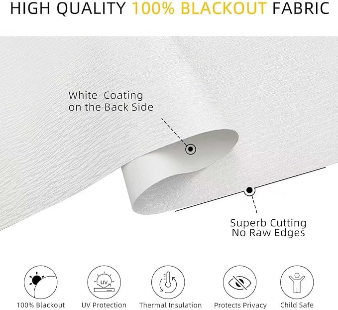 ChrisDowa Cordless Blackout Roller Shades for Windows, Striped Free-Stop Window Blinds with Privacy, Thermal Insulated Window Shades for Home, Office and Door. White, 38" W x 72" H