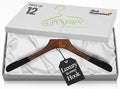 Premium Luxe Wooden Hangers for Women, Wide Shoulder Design for Dresses, Skirts, Sweaters & Blouses, Heavy Duty with Velvet Grip, Mahogany with Black Velvet, 12 pcs