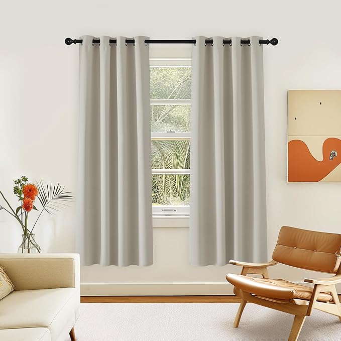 NICETOWN Room Darkening Curtain for Living Room - Energy Saving Thermal Insulated Grommet Room Darkening Curtain/Drape for Bedroom (1 Panel, 46 by 72, Natural)