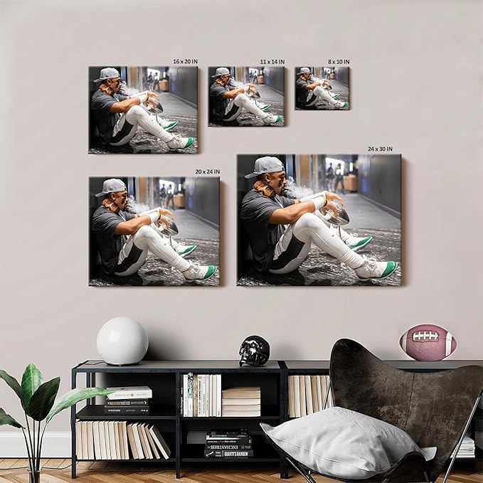 B.B.F MAKE 2025 Super Canvas Bowl Wall Art Champions Eagles Poster Print Philadelphia Hurts Painting Canvas Wall Decor Sports Stars Picture Modern Bedroom Living Room Home Decoration, Framed 11x14inch