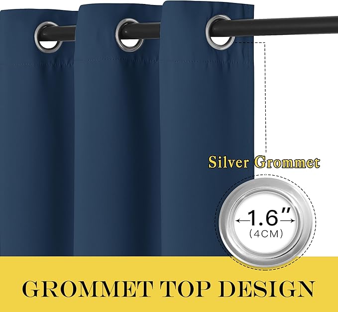 NICETOWN 66 Inch Long Blackout Curtains for Bedroom Living Room, Thermal Insulated Room Darkening Curtains, Light Blocking Blackout Drapes for Bedroom, 66" W x 66" L, 1 Panel, Moroccan Blue