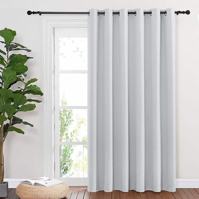 NICETOWN Patio Door Curtain Vertical Blinds, Reduce Sunlight Grommet Top Room Divider Curtain Panel Screen Partitions for Furniture Protecting (Greyish White, 80 inches Wide x 84 inches Long)