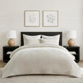 EVERGRACE Velvet Quilt Set Queen Size, Luxurious Soft Striped Channel Bedding Set, Lightweight Velvet Comforter for All Season, Oversized Bedspread Coverlet with 2 Matching Shams, Ivory White