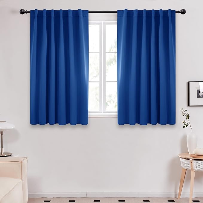 Deconovo Blackout Curtains, Thermal Insulated, W52 x L54 2 Panels, Back Tab, Machine Washable, Room-Darkening Drapes for Bedroom/Living Room Royal Blue