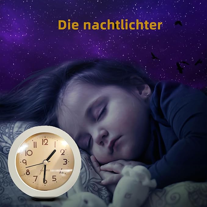 Alarm Clock with Backlight, 4 Inches White Desk Clock (White)
