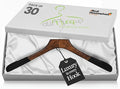 Premium Luxe Wooden Hangers for Women, Wide Shoulder Design for Dresses, Skirts, Sweaters & Blouses, Heavy Duty with Velvet Grip, Mahogany with Black Velvet, 30 pcs