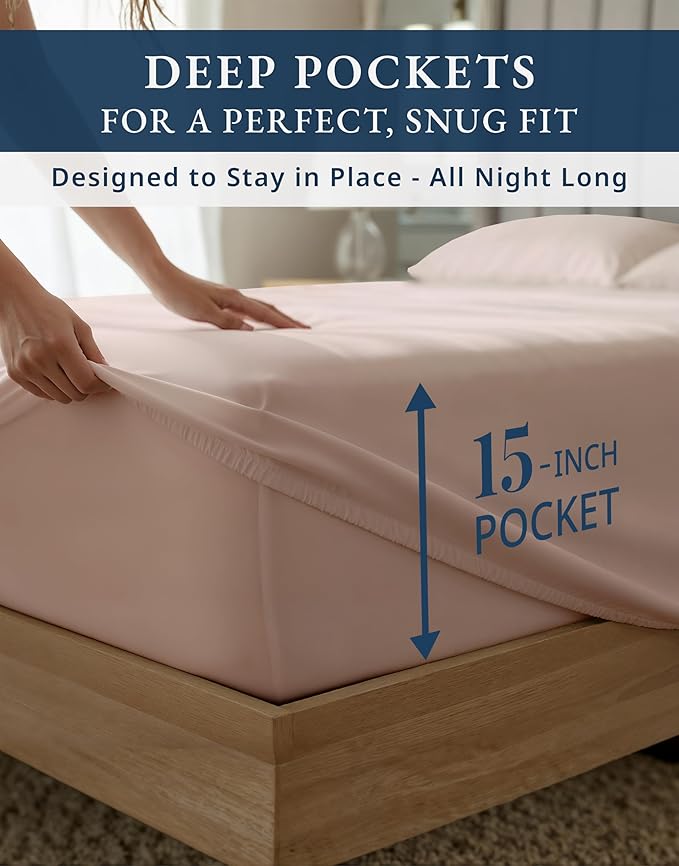 LANE LINEN Luxury 100% Egyptian Cotton Sheets California King Bed Set - 1000 Thread Count, Oeko-Tex Certified No Pill Fade Resistant Machine Washable Cotton Cooling Cal King Sheet Set- Sepia Rose