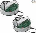 2 Pack Clear Christmas Wreath Storage Bags 24 Inch - Waterproof Oxford Wreath Container with Dual Zipper and Reinforced Handles for Artificial Wreath, Garland and Holiday Decor Organization