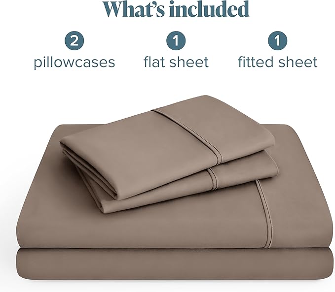 Bare Home Hotel Luxury Twin XL Sheet Set, Extra Soft - 4 Piece Set - Deep Pockets - Easy Fit - Cooling & Breathable - Wrinkle, Fade, Stain Resistant - Includes 2 Pillowcases (Twin XL, Taupe)