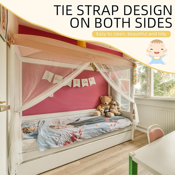 2 Pcs 4 Corners Mosquito Net for Bed Canopies Netting Bed Drapes Mesh for Twin Full Queen King Size Camping Home Outdoor Travel Dormitory(White,L75 X W35 X H60 Inch)