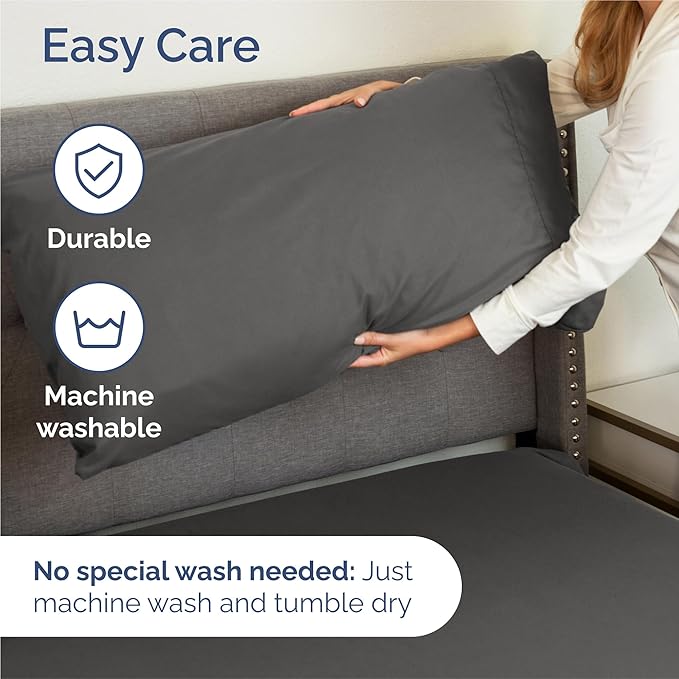 Full 6 Piece Sheet Set - Cooling, Comfy & Breathable - Hotel Luxury Bedding, Includes Fitted Sheet for Women, Men, Kids and Teens - 1 Flat, 1 Fitted Sheet, 4 Pillowcases with Deep Pockets - Charcoal