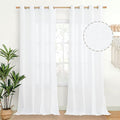 YoungsTex White Linen Curtains 102 Inches Long for Living Room Light Filtering Floor Length Drapes with Bronze Grommet for Bedroom Dining Room Country, 52 x 102 Inch, 2 Panels