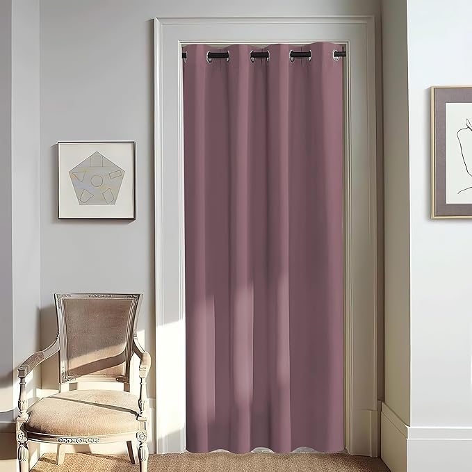 NICETOWN Door Curtain for Closet Doors 80 Inches Long 1 Panel, Blackout Doorway Curtain for Open Closet Bedroom, Room Divider Living Room for Privacy (Dry Rose, 1 Panel, 46W x 80L)