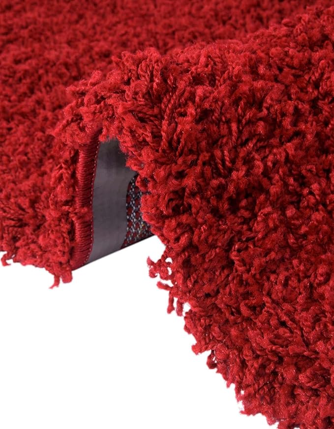 Unique Loom Solid Shag Collection Area Rug (2' 6" x 19' 8" Runner, Cherry Red)