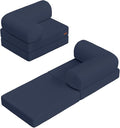 COMAX Folding Sofa Bed, Fold Out Chair Bed, Foldable Sofa, Convertible Sleeper for Adults, Futon Chair Single Small Floor Couch for Spaces, Bedroom Living Room Guest Room, Navy Blue