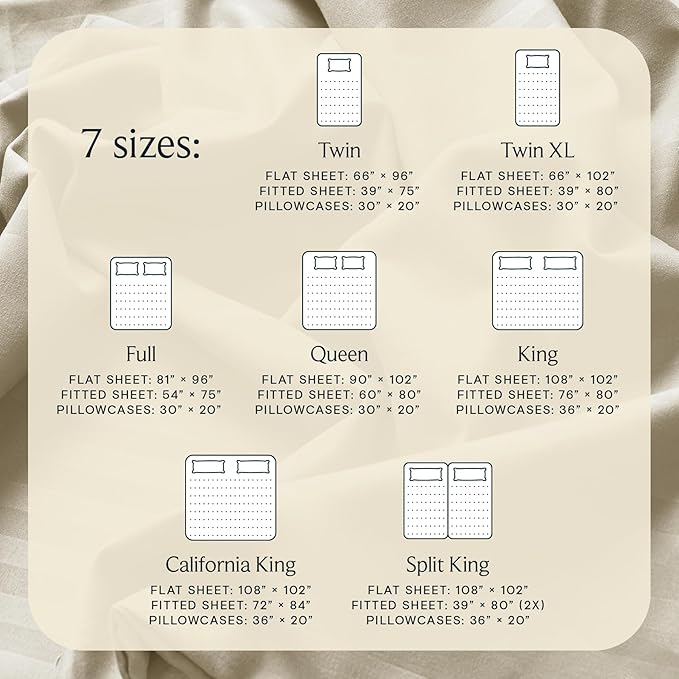 LuxClub 4 PC Full Sheet Set, Deep Pockets Wrinkle Free Cooling Bed Sheets Hotel Bedding for Women, Men, Includes 1 Fitted Sheet, 1 Flat Sheet and 2 Pillowcases-Striped - Cream