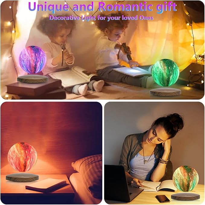 Levitating Moon Lamp, 18 Colors Galaxy Lamp with Touch Remote Control, Floating and Spinning in Air Freely, for Room Office Decor Creative Gift