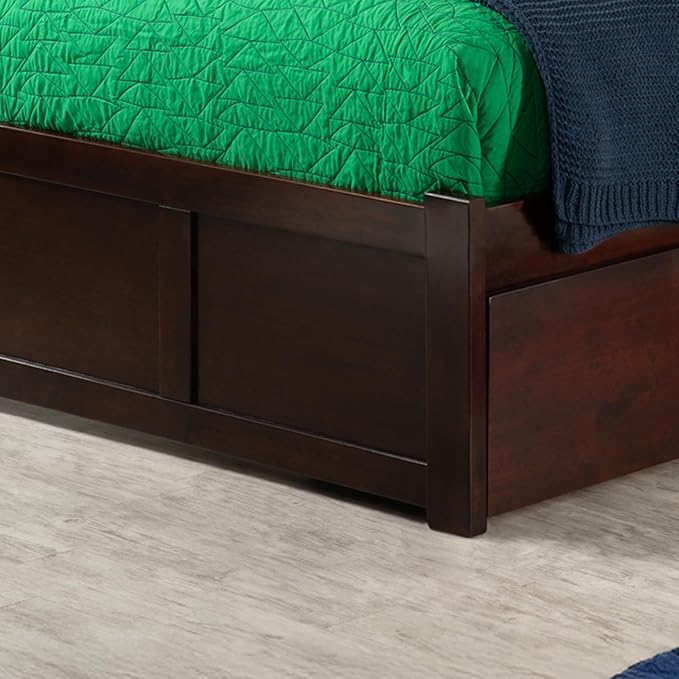 AFI Concord Twin Size Platform Bed with Footboard & Twin Trundle in Walnut