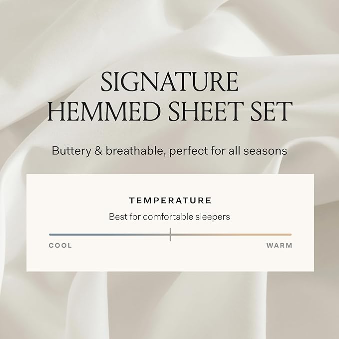 BOLL & BRANCH Signature Hemmed Sheet Set - Full, Mist - Luxury 100% Organic Cotton - Includes 1 Flat, 1 Fitted, 2 Pillowcases - Buttery Soft
