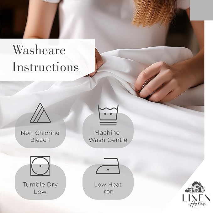 Linen Home 100% Cotton Printed Percale Sheets California King Size, Deep Pocket, 4 Pieces Set - 1 Flat, 1 Deep Pocket Fitted Sheet and 2 Pillowcases, Crisp Cool Bed Linen, Grey Silhouette Floral