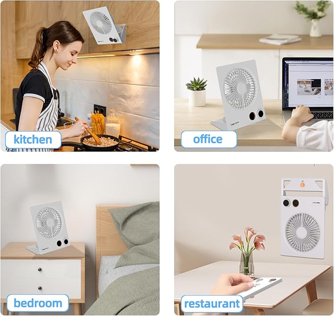 VEMONT 180°Foldable Portable Personal Fan Built-in 5000mAh Rechargeable Battery,Remote Control,Variable Stepless Speed.Hanging Design,Suitable For Home, Office, Travel,And Outdoor Use,Great Gift