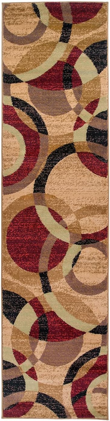 Rugshop Contemporary Abstract Circles Perfect for high Traffic Areas of Your Living Room,Bedroom,Home Office,Kitchen Easy Cleaning Runner Rug 2' x 7'2" Multi