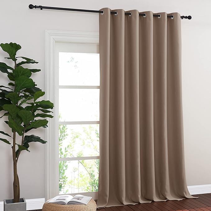 NICETOWN Blackout Curtains & Drapes - Privacy Thermal Efficiency Backdrop Curtains for Bedroom Room Divider Living Room Patio Sliding Glass Door, Wide 80 x Long 144 inch, Cappuccino, 1 Panel