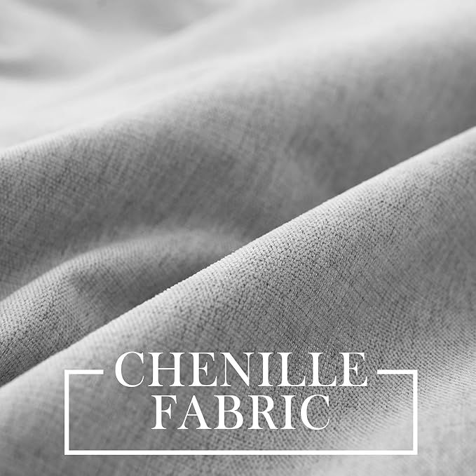 Macochico 100% Blackout Chenille Curtains for Sliding Door Thermal Insulated Noise Reducing Drapery for Living Room Bedroom Hotel, Grommet Curtains with Tieback, Apricot Grey, 120" Wx96 L 1 Panel