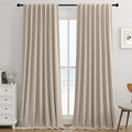 Joydeco Light Beige 100% Blackout Curtains 90 Inch 2 Panels, Luxury Thermal Light Beige Curtains for Bedroom Living Room, Soundproof Blackout Window Drapes, Rod Pocket & Back Tab (52W x 90L)
