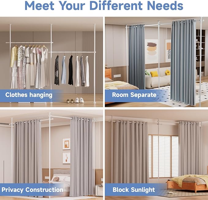 Room Divider Folding Privacy Screens with Wheels, 6FT Tall Divider for Room Separation, Movable Room Partitons and Dividers, Indoor Room Dividers Panel with Fabric (White, 1 Panel-114‘’)