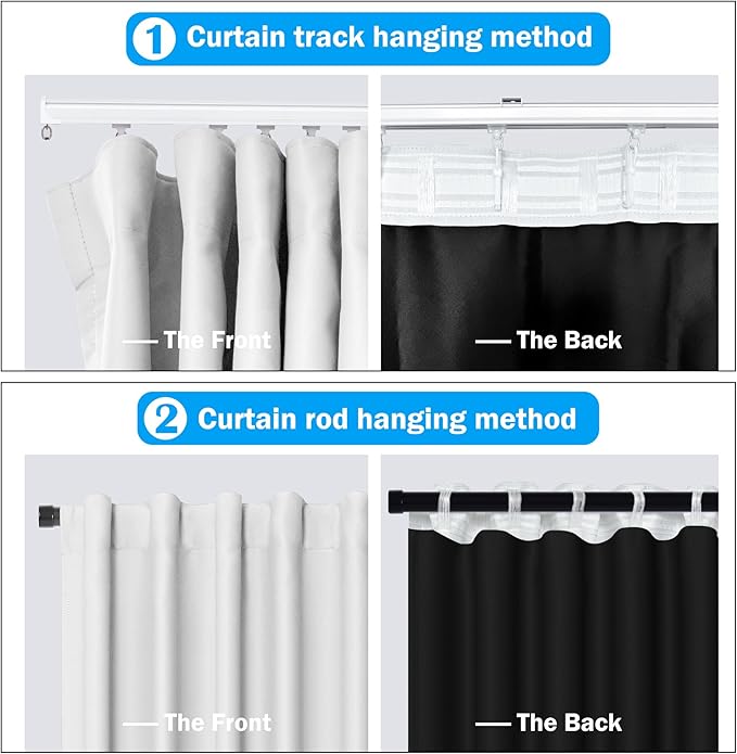 Room Divider Curtains Total Blackout Privacy Curtain Panel Room Thermal Insulated Noise Reduction Curtains for Bedroom Window Living Room Ceiling Track Curtain W 12.5 ft × H 7 ft White