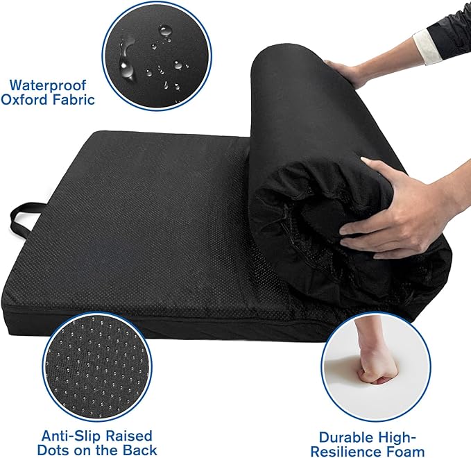 Bedside Fall Mats for Elderly 2.5 Inch Rollable High Density Foam Floor Mats 71.6 * 24 Inch Waterproof Non Slip Protection Mat for Elderly, Handicap, Senior